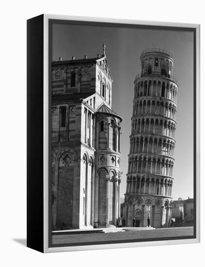 The Famed Leaning Tower of Pisa Standing Beside the Baptistry of the Cathedral-Margaret Bourke-White-Framed Premier Image Canvas