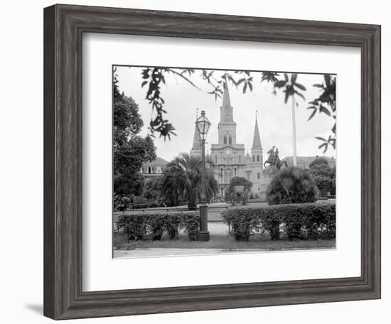 The Famed Old St. Louis Cathedral Faces Jackson Square or Place D'Armes-null-Framed Photographic Print