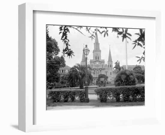 The Famed Old St. Louis Cathedral Faces Jackson Square or Place D'Armes-null-Framed Photographic Print