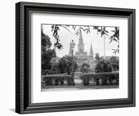 The Famed Old St. Louis Cathedral Faces Jackson Square or Place D'Armes-null-Framed Photographic Print