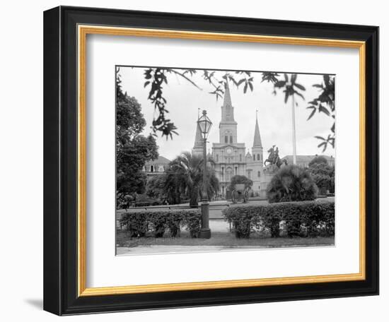 The Famed Old St. Louis Cathedral Faces Jackson Square or Place D'Armes--Framed Photographic Print