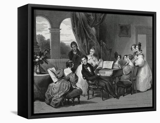 The Family Concert-Achille Deveria-Framed Premier Image Canvas