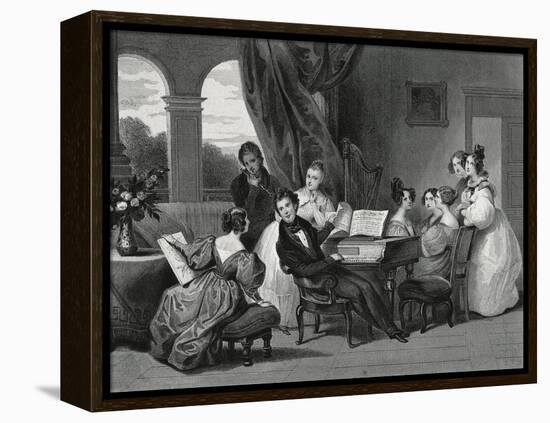 The Family Concert-Achille Deveria-Framed Premier Image Canvas