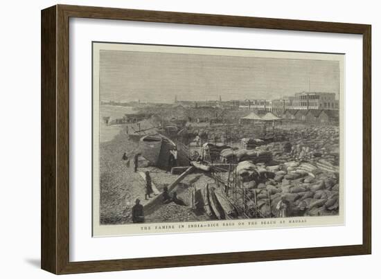 The Famine in India, Rice Bags on the Beach at Madras-null-Framed Giclee Print