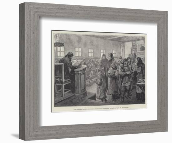The Famine in Russia, Dispensing Soup at the Alexander Nevsky Convent, St Petersburg-Johann Nepomuk Schonberg-Framed Premium Giclee Print