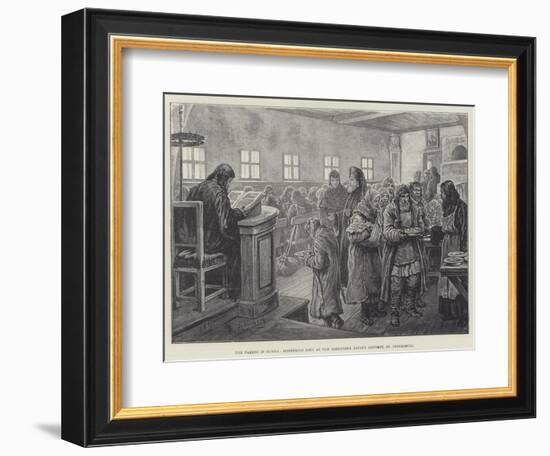 The Famine in Russia, Dispensing Soup at the Alexander Nevsky Convent, St Petersburg-Johann Nepomuk Schonberg-Framed Premium Giclee Print