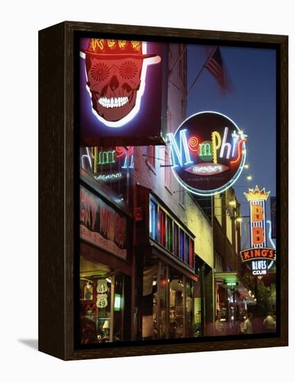 The Famous Beale Street at Night, Memphis, Tennessee, United States of America, North America-Gavin Hellier-Framed Premier Image Canvas