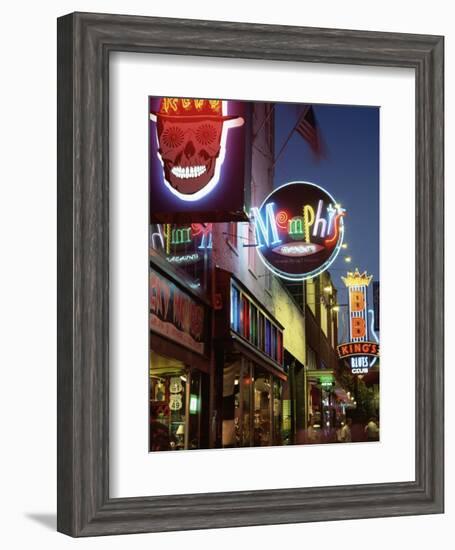 The Famous Beale Street at Night, Memphis, Tennessee, United States of America, North America-Gavin Hellier-Framed Photographic Print