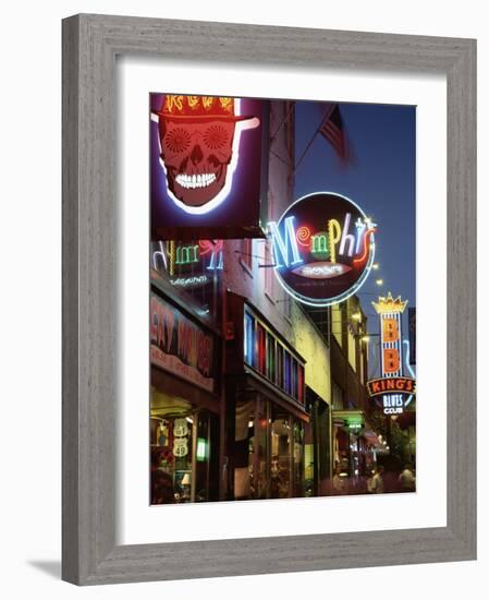 The Famous Beale Street at Night, Memphis, Tennessee, United States of America, North America-Gavin Hellier-Framed Photographic Print