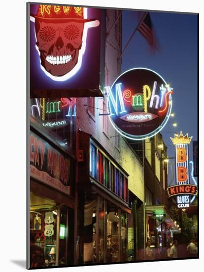 The Famous Beale Street at Night, Memphis, Tennessee, United States of America, North America-Gavin Hellier-Mounted Photographic Print