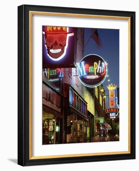 The Famous Beale Street at Night, Memphis, Tennessee, United States of America, North America-Gavin Hellier-Framed Photographic Print