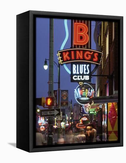 The Famous Beale Street at Night, Memphis, Tennessee, United States of America, North America-Gavin Hellier-Framed Premier Image Canvas