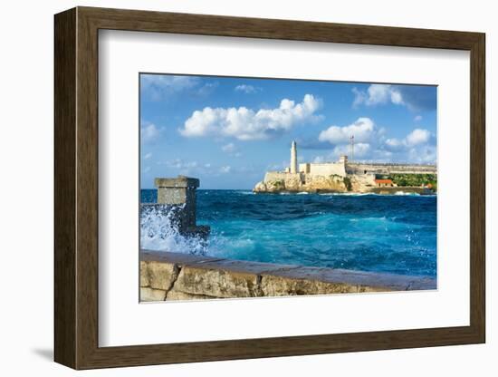 The Famous Castle of El Morro in Havana with a Stormy Weather and Big Waves in the Ocean-Kamira-Framed Photographic Print