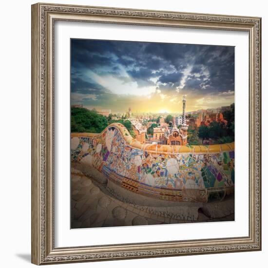 The Famous Park Guell in Barcelona, Spain-Hanna Slavinska-Framed Photographic Print