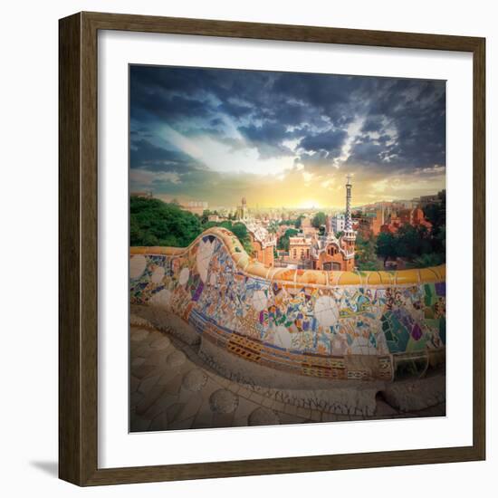 The Famous Park Guell in Barcelona, Spain-Hanna Slavinska-Framed Photographic Print