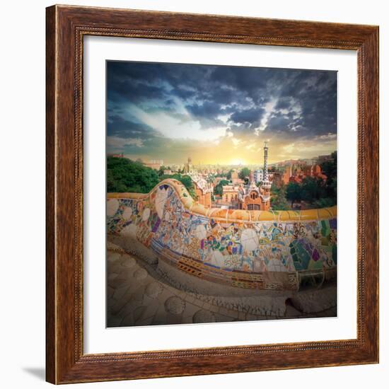 The Famous Park Guell in Barcelona, Spain-Hanna Slavinska-Framed Photographic Print