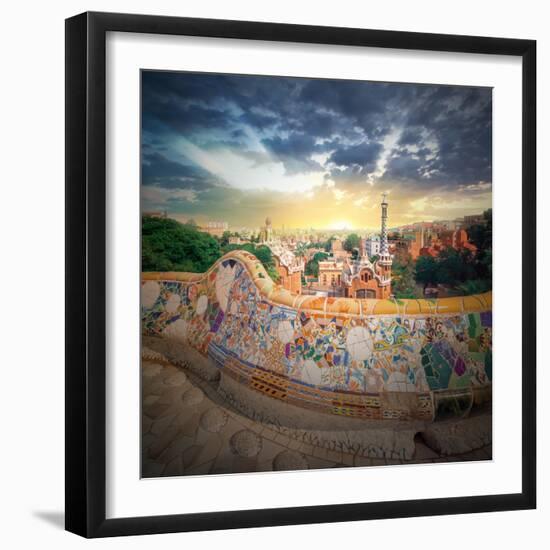 The Famous Park Guell in Barcelona, Spain-Hanna Slavinska-Framed Photographic Print