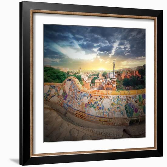 The Famous Park Guell in Barcelona, Spain-Hanna Slavinska-Framed Photographic Print