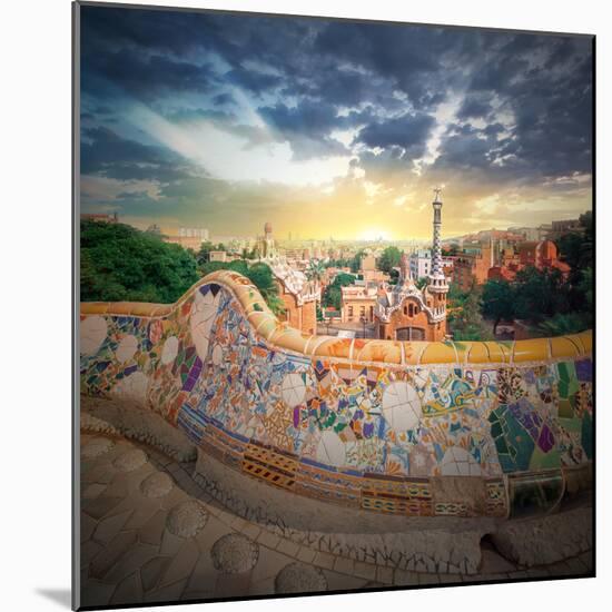 The Famous Park Guell in Barcelona, Spain-Hanna Slavinska-Mounted Photographic Print