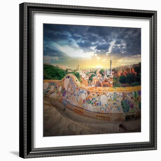 The Famous Park Guell in Barcelona, Spain-Hanna Slavinska-Framed Photographic Print