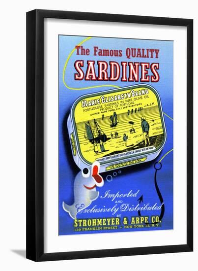 The Famous Quality Sardines-Curt Teich & Company-Framed Art Print