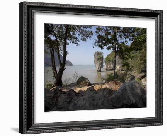 The Famous Rock from the Bond Movie, View from Ko Tapu, James Bond Island, Phang Nga, Thailand-Joern Simensen-Framed Photographic Print