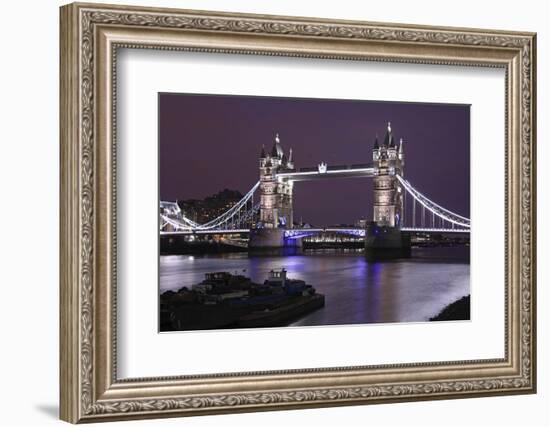 The Famous Tower Bridge in London Seen at Dusk, London, England-David Bank-Framed Photographic Print