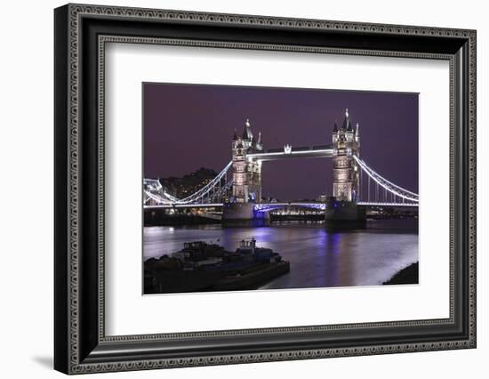 The Famous Tower Bridge in London Seen at Dusk, London, England-David Bank-Framed Photographic Print