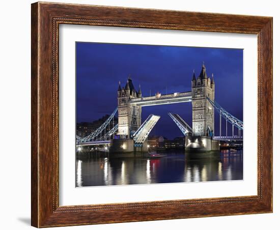 The Famous Tower Bridge over the River Thames in London-David Bank-Framed Photographic Print