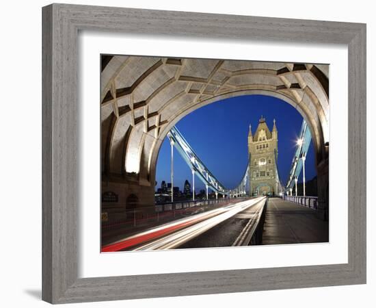 The Famous Tower Bridge over the River Thames in London-David Bank-Framed Photographic Print