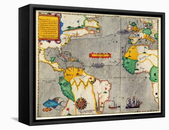 The Famous West Indian Voyage Made by the English Fleet of 23 Ships and Barkes-Baptista Boazio-Framed Premier Image Canvas