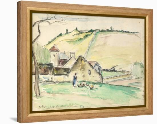 The Farm at Chatillon-Sur-Seine, 1882 (W/C, Wash and Charcoal on Paper)-Camille Pissarro-Framed Premier Image Canvas