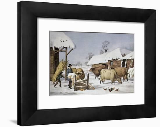 The Farm Yard-Currier & Ives-Framed Giclee Print