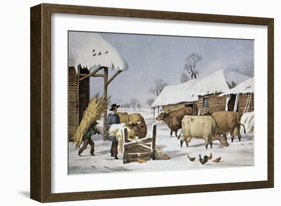 The Farm Yard-Currier & Ives-Framed Giclee Print