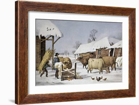 The Farm Yard-Currier & Ives-Framed Giclee Print