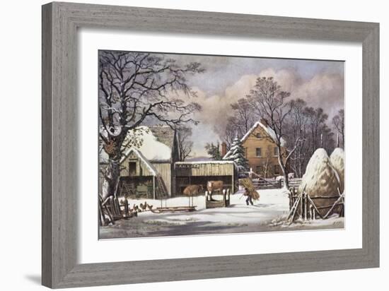 The Farmer's Home-Currier & Ives-Framed Giclee Print