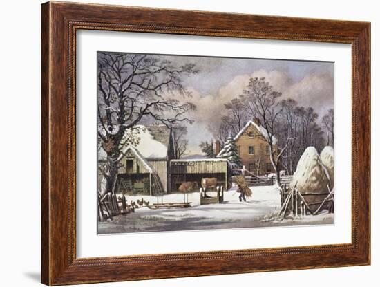 The Farmer's Home-Currier & Ives-Framed Giclee Print