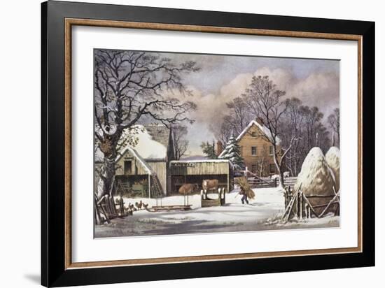 The Farmer's Home-Currier & Ives-Framed Giclee Print