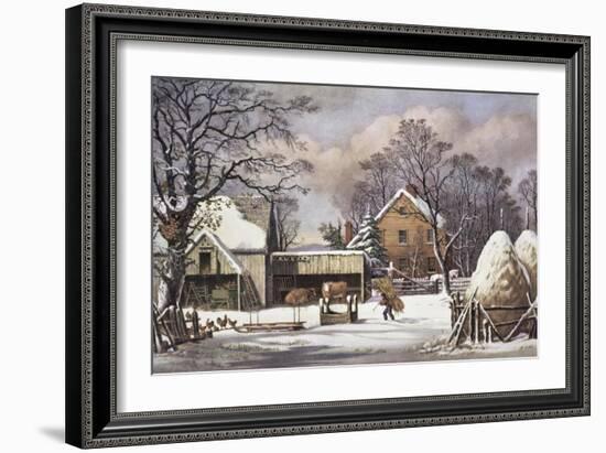 The Farmer's Home-Currier & Ives-Framed Giclee Print