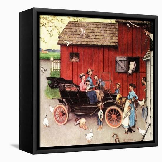The Farmer Takes a Ride-Norman Rockwell-Framed Premier Image Canvas