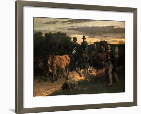 The Farmers of Flagey (Les Paysans De Flagey), 1855-Gustave Courbet-Framed Giclee Print