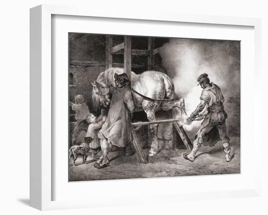 The Farrier, from Etudes De Cheveaux, 1822-Théodore Géricault-Framed Giclee Print