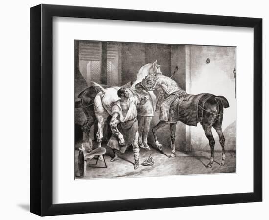 The Farrier, from Etudes De Cheveaux, 1822-Théodore Géricault-Framed Giclee Print