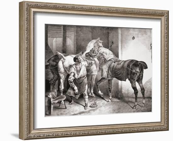 The Farrier, from Etudes De Cheveaux, 1822-Théodore Géricault-Framed Giclee Print