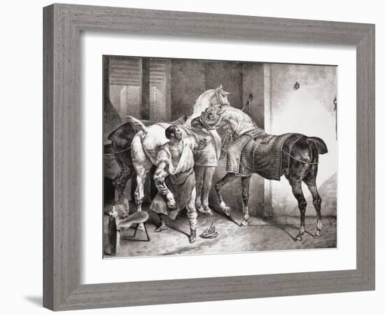 The Farrier, from Etudes De Cheveaux, 1822-Théodore Géricault-Framed Giclee Print