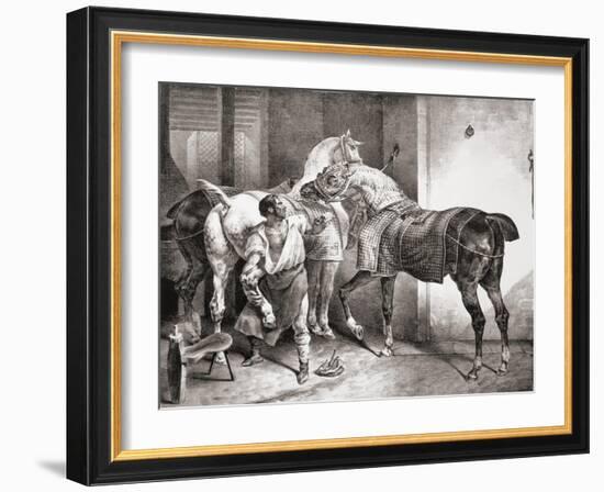 The Farrier, from Etudes De Cheveaux, 1822-Théodore Géricault-Framed Giclee Print