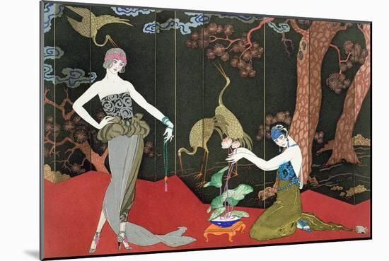 The Fashion for Lacquer, engraved by Henri Reidel, 1920-Georges Barbier-Mounted Giclee Print