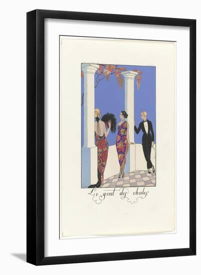 The Fashion for Shawls from the Series 'Falbalas and Fanfreluches', 1922 (Pochoir Print)-Georges Barbier-Framed Giclee Print