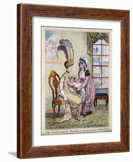 The Fashionable Mamma, or the Convenience of Modern Dress, Pub. London in 1796-James Gillray-Framed Giclee Print