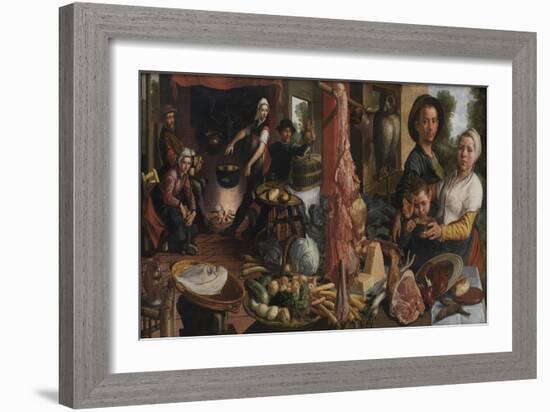 The Fat Kitchen, an Allegory, 1565-75-Pieter Aertsen-Framed Giclee Print